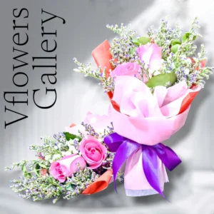 Roses with caspia & eucalyptus